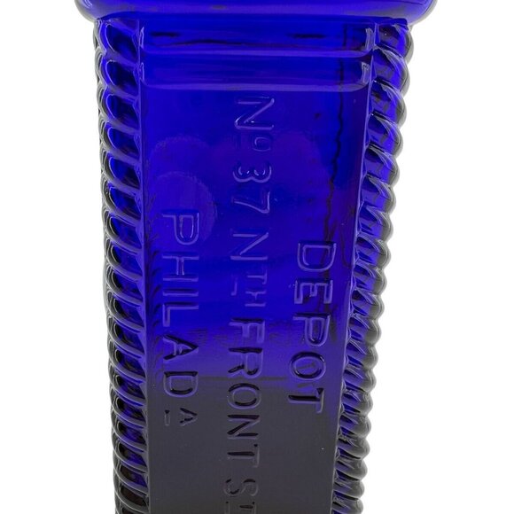 Vintage Perrines Malt Whiskey Bottle Philadelphia Colbalt Blue 3D Apple Ginger - Picture 14 of 15